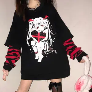 मोबाइल फोनों के लिए स्वेटर Hoodies Harajuku भावनाएं धारीदार आस्तीन कमीज़ Y2K Steampunk गोथिक Oversized ई लड़की 2000 एस सौंदर्य Kawaii