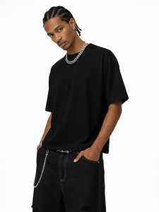 Camiseta Básica Lisa de Algodón Premium de 345G, Estilo Urbano, Corte Holgado, Manga Corta, Informal - Product Image 1