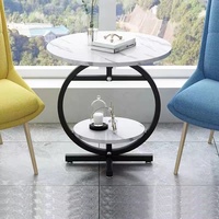 Petite table basse ronde en métal à double couche, style luxe léger, pour salon et bureau