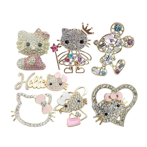 Achetez des accessoires de décoration pour coques de téléphone, breloques pour chaussures, en alliage, strass, style dessin animé, DIY, avec motifs nœud papillon, chat, chaton, plaqué, effet bling - Product Image 5