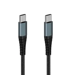 Kabel Data Pengisi Daya Cepat USB Tipe C Ke C, Kabel Pengisian Daya 100W, Kabel Jalinan Kabel untuk Aksesori Ponsel