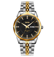 Jam Tangan Pria Skmei 9268 Tali Baja Anti Karat Mewah Model Besar Quartz Penunjuk Hari dan Tanggal