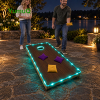 Jeu de Cornhole YumuQ personnalisé en MDF avec lumières LED et 8 sacs de haricots, ensemble de jeu de lancer de sacs de haricots avec cadre en pin de qualité supérieure pour la nuit