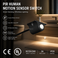 Interrupteur à détecteur de mouvement PIR pour bande LED filaire 12V 24V, contrôle centralisé, profilé en plastique, éclairage linéaire pour armoire FREE-38B-24