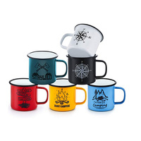 Mug de camping en acier inoxydable avec logo personnalisé, bord émaillé, pour cadeau promotionnel, café, thé