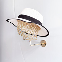 Support mural en métal pour tête de mannequin, anneau creux doré électroplaqué, présentoir pour chapeaux et casques de moto, accessoires de vente au détail