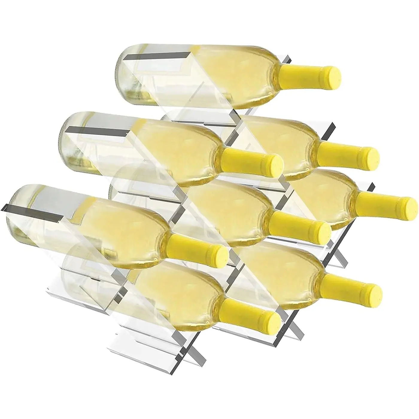 Moderne 8-fles Wijnrek Transparant Acryl Plastic Vrije Staande Tafel Opbergrooster Ontwerp Aanrecht Kleine Wijnhouder
