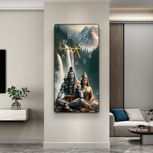 Hindu thần Shiva parvati Tôn Giáo nghệ thuật bức Tranh đồng hồ trang trí khung HD pha lê sứ in tường nghệ thuật đồng hồ treo tường - Product Image 1