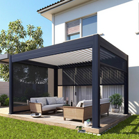 SINGO Couverture d'auvent bioclimatique moderne Louvre étanche Persienne de toit Gazebo Pergola extérieure en aluminium Système électrique en aluminium