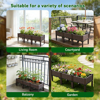 Jardinière surélevée pour balcon et cour, bac à plantes en osier avec pieds, bac de culture en PP pour fleurs, légumes et herbes