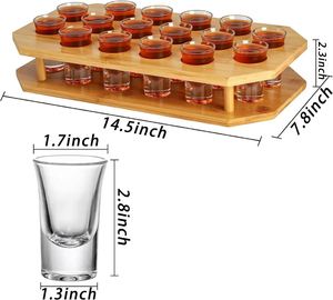 Support de rangement en bambou pour 16 verres à shot avec 16 verres à shot inclus - Product Image 2