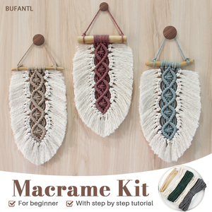 Hand DIY Knitting Leaf <strong>Macrame</strong> <strong>Kit</strong> with Mascot Style <strong>Beginner</strong>-Friendly Tassel Wall Hanging Home Decor - Product Image 2