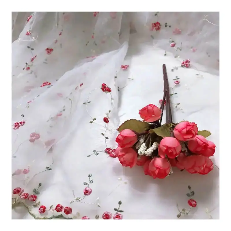 럭셔리 오뜨 꾸뛰르 패션 3d Broderie 3d 장미 장미 꽃 드레스 자수 멋진 드레스 3d 꽃 그물 레이스 패브릭