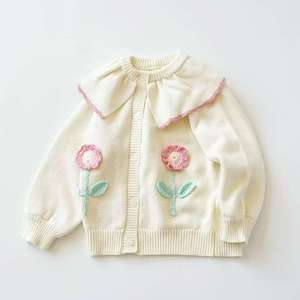 Mùa Thu Mùa Đông Trẻ Sơ Sinh Trẻ Em Thêu Mô Hình Dệt Kim Bông Áo Cardigan Bé Cô Gái Áo Len - Product Image 1