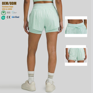 Pantaloncini sportivi da donna a vita alta <span class=keywords><strong>con</strong></span> coulisse e tasche, traspiranti e rinfrescanti per la corsa - Product Image 1