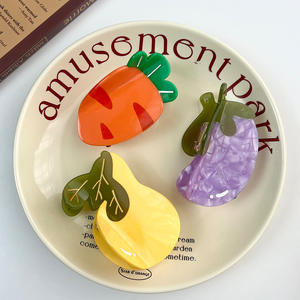 YJL mode série alimentaire dessin animé légumes fruits forme acétate griffe pince pomme carotte pince contraste couleur belles filles pince à <span class=keywords><strong>cheveux</strong></span> - Product Image 2