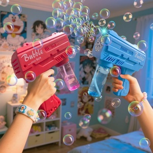 Logotipo <span class=keywords><strong>gratis</strong></span> Venta al por mayor de soplador de burbujas eléctrico Juguetes al aire libre Niños Burbuja de juguete Pistola de burbujas de plástico con luz para los niños - Product Image 2