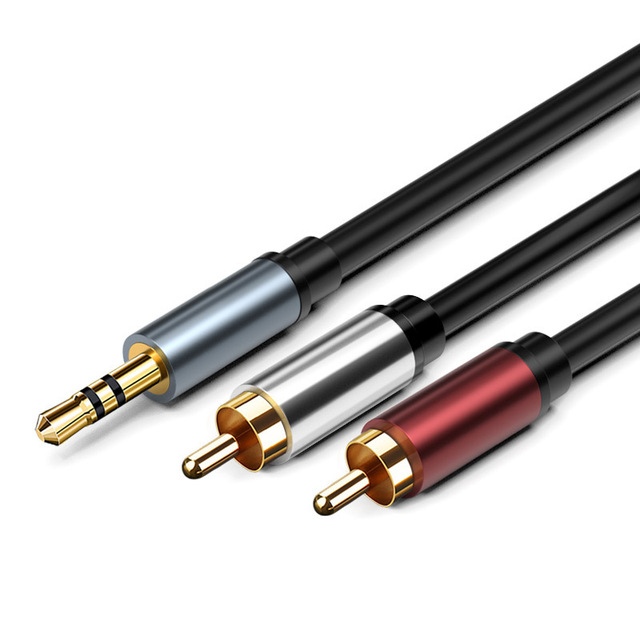 High Quality 3.5mm RCA Audio Cable Pure Copper Braided Shielding 24K Gold Plated Male Stereo Aux Cord PVC Jacket Y Splitter