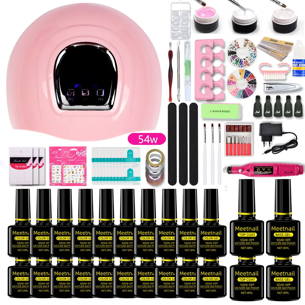 MEETNAIL Gel Nail Polish Starter Kit with 36W UV Lamp Private Label Manicure Tools Set