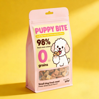 Sac d'emballage plat à fond plat refermable à fermeture éclair étanche à l'humidité en aluminium thermoscellé pour nourriture pour animaux de compagnie, friandises pour chats et chiens