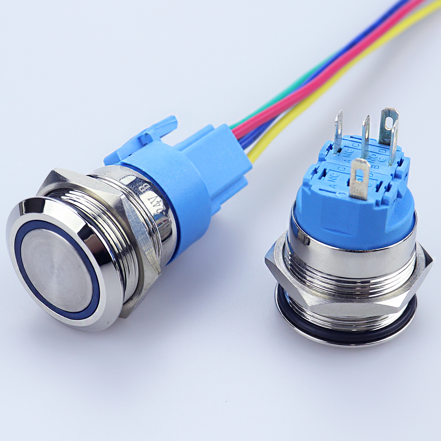 Illuminated <strong>Push</strong> <strong>Button</strong> <strong>Switch</strong> 10mm <strong>12mm</strong> 16mm 19mm 22mm Stainless Steel LED <strong>Momentary</strong> Waterproof IP65 Model 22-P11F-E