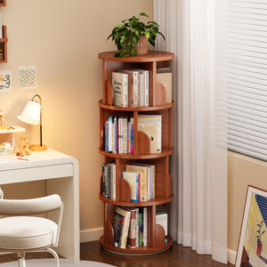 Estantería Giratoria de Bambú de 360 Grados, Mueble de Almacenamiento Móvil para Sala de Estar, Estantería de 50 cm de Diámetro - Product Image 2