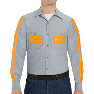 Camisa <span class=keywords><strong>de</strong></span> <span class=keywords><strong>trabajo</strong></span> <span class=keywords><strong>de</strong></span> manga corta con franja reflectante <span class=keywords><strong>de</strong></span> alta visibilidad, <span class=keywords><strong>de</strong></span> algodón, con medio cierre <span class=keywords><strong>de</strong></span> botones, para servicio automotriz y agricultura, venta al por mayor con logotipo. - Product Image 5