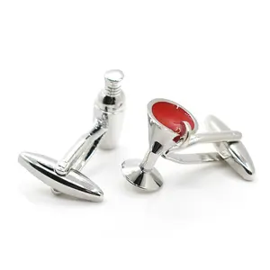 Vendita all'ingrosso alla moda Business Wedding Suit gemelli personalizzati di vino rosso tazza Set novità camicia francese con amore vino per le coppie - Product Image 3