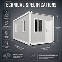 Maisons conteneurs extensibles économiques de 20 pieds, dortoirs modulaires ADU pour travailleurs, kits de camping portables, ateliers de chantier, centres commerciaux