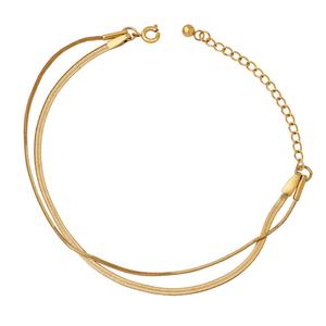 INS Style Double Layer <b>Snake</b> Bone Shape <b>Bracelet</b> Titanium Steel Gold Plating Fashionable Stainless Steel Jewelry Wholesale - Product Image 4