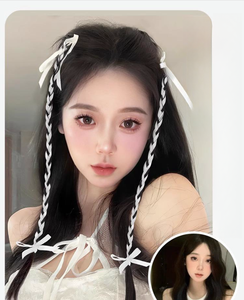 ผมต่อแบบ<span class=keywords><strong>ถัก</strong></span>สำหรับเด็กผู้หญิงทำจากใยสังเคราะห์ทนความร้อนสูงริบบิ้นสีขาวสวม<span class=keywords><strong>ใส่</strong></span>ง่าย - Product Image 3
