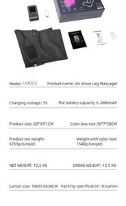 Bomba de aire inalámbrica con logotipo personalizado, masajeador de piernas de compresión, botas completas de recuperación de piernas con dispositivo de sistema de terapia de presión - Product Image 6