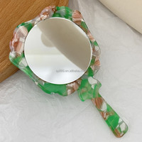 2022 nouveau Portable petit maquillage miroir or poignée géométrique or acétate plaque poche manchette Bracelets Bracelets miroir mode
