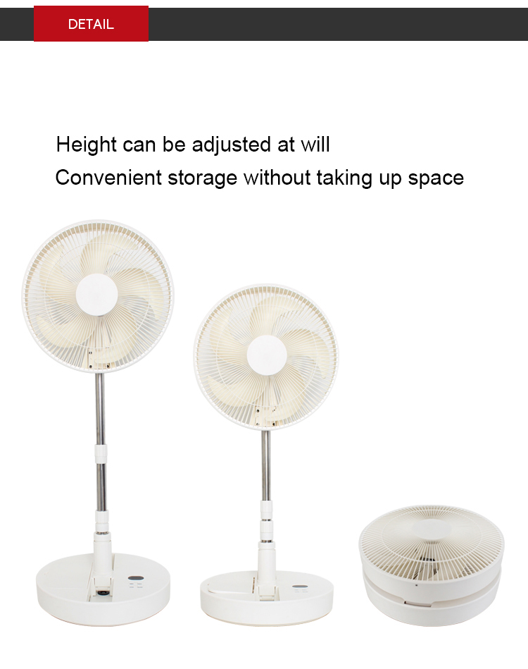 12 Inch 5 Blades Oscillate Retractable Stand Fan 12V Remote Retractable Table Fan 12 Inch  Portable Folding Retractable Fan