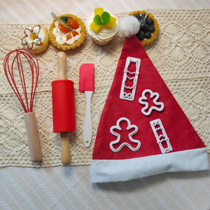 LX-0104 Set da Forno Natalizio da 8 Pezzi per Bambini Set da Cucina e Pasticceria Veri Utensili per Piccoli Chef con Mattarello per Bambini - Product Image 1