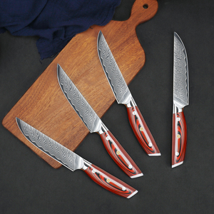 Lot <span class=keywords><strong>de</strong></span> 4 <span class=keywords><strong>Couteaux</strong></span> <span class=keywords><strong>à</strong></span> <span class=keywords><strong>Steak</strong></span> Japonais Premium 5 Pouces Tranchants en Acier Damas 67 Couches avec Manche VG10 Rouge pour le Pain et la Cuisine - Product Image 5