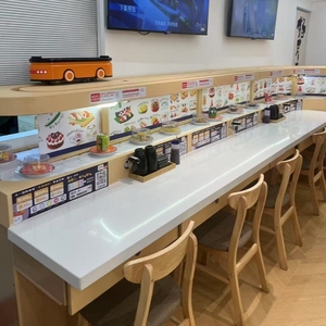 Sistema de entrega de mini tren de sushi comercial personalizado al por mayor con precio de fábrica y cinta transportadora de placas de cadena - Product Image 3