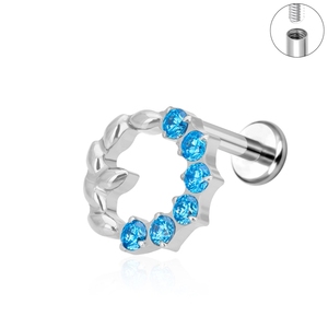 Pendientes de titanio ASTM F136 de alta calidad con diseño de hojas de arce y circonitas, redondos, para la parte superior del lóbulo, joyería corporal para mujer - Product Image 6