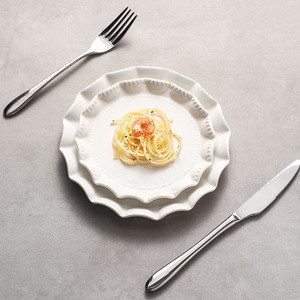 Plato de sopa de cerámica púrpura de Color sólido de nuevo estilo creativo con forma de loto perla borde ondulado ensalada Pasta vajilla para <span class=keywords><strong>restaurante</strong></span> - Product Image 4