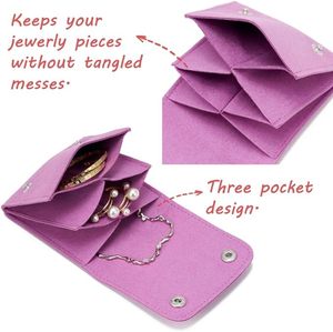 Pochette à bijoux en daim à pression <span class=keywords><strong>de</strong></span> couleur violette assortie pour bijoux sacs-cadeaux <span class=keywords><strong>de</strong></span> petite entreprise Logo personnalisé imprimé - Product Image 3