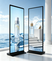 Afficheur publicitaire pliable Android à écran complet 70" 75" 86" avec écran tactile LCD sur pied pour affichage numérique