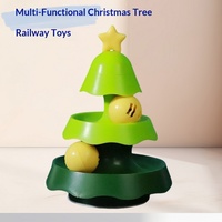 Jouet interactif pour chat en forme de sapin de Noël, plateau tournant à trois niveaux avec balles à la menthe, clochette rotative et balle lumineuse, jouet auto-entretenant en PP