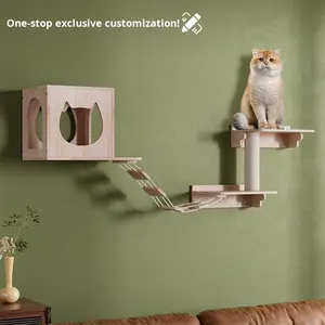 Plataforma <span class=keywords><strong>de</strong></span> salto integrada con cápsula espacial, cama <span class=keywords><strong>de</strong></span> árbol para gatos montada en la pared, <span class=keywords><strong>hamaca</strong></span>, marco <span class=keywords><strong>de</strong></span> escalada para gatos, muebles para mascotas sin espacio - Product Image 2