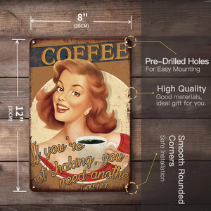 Targa in Metallo Vintage per Caffetteria 'Good Times Happen Over Coffee', Decorazione Retrò da Parete per Casa, Cucina, Bar, Ufficio, Regalo - Product Image 5