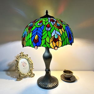 Longhuijing for Style Peacock Stained Glass Lampshade AC Adjustable Table Lamp 16 Inch E26 Foyer Hotel Bar Restaurant Flexible - Product Image 6