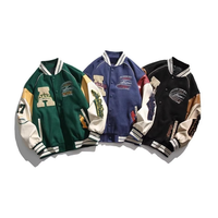Veste de Baseball Patchwork à la Mode Personnalisée pour Hommes Automne Hiver Coton Vintage Style Américain Technique Brodée Coupe Ample