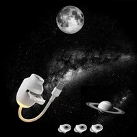 Mini Proyector LED USB Ultra Claro con Enfoque Ajustable, Lámpara de Noche para Dormitorio, Techo, Ángulo Flexible, Galaxia, Luna, Saturno