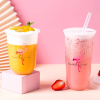 Gobelet en plastique jetable en forme de U de 90 mm, 22 oz, 700 ml, avec logo personnalisé pour le thé Boba, gobelet en plastique de 22 oz, vente en gros