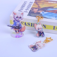 Standees personnalisés en acrylique transparent épais, holographiques arc-en-ciel, sur le thème de l'anime, et porte-clés en résine époxy de personnages d'anime