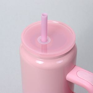 Factory Wholesale 16Oz 304 Stainless Steel Double-<b>Walled</b> Vacuum Flask Canister Portable Tumbler Cup Mug With Handle Straw - Product Image 3